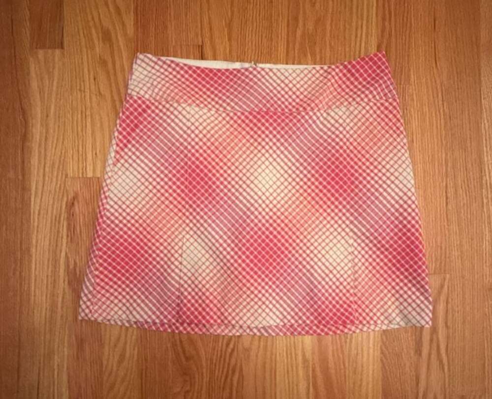 Nike Golf Skort Size 8 Pink Plaid Dri-FIT Athletic Tennis Skirt